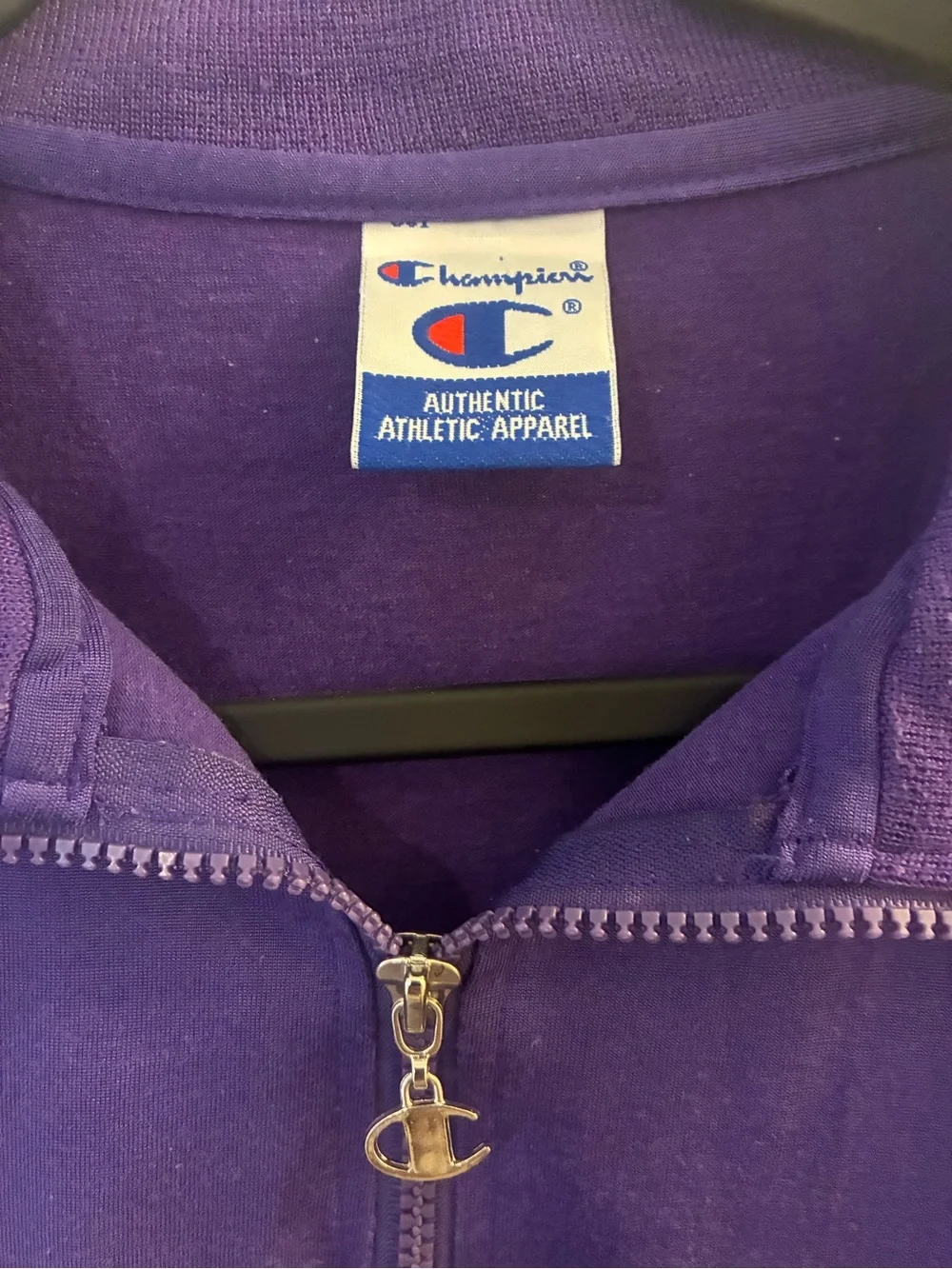 Champion Purple Zip-Up Athletic Pullover with Metal C Logo Pull - Picture 2 of 5